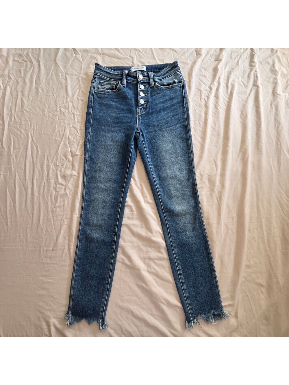Flying Monkey Women's High Rise Skinny Jeans with Raw Hem Size 24